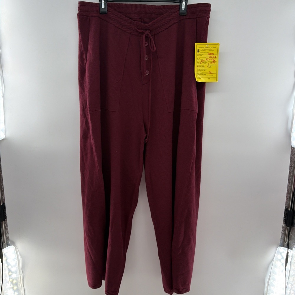 Women's 18w Burgundy Custom From NYC Tailor Lounge Stretch Pants Knit Leisure